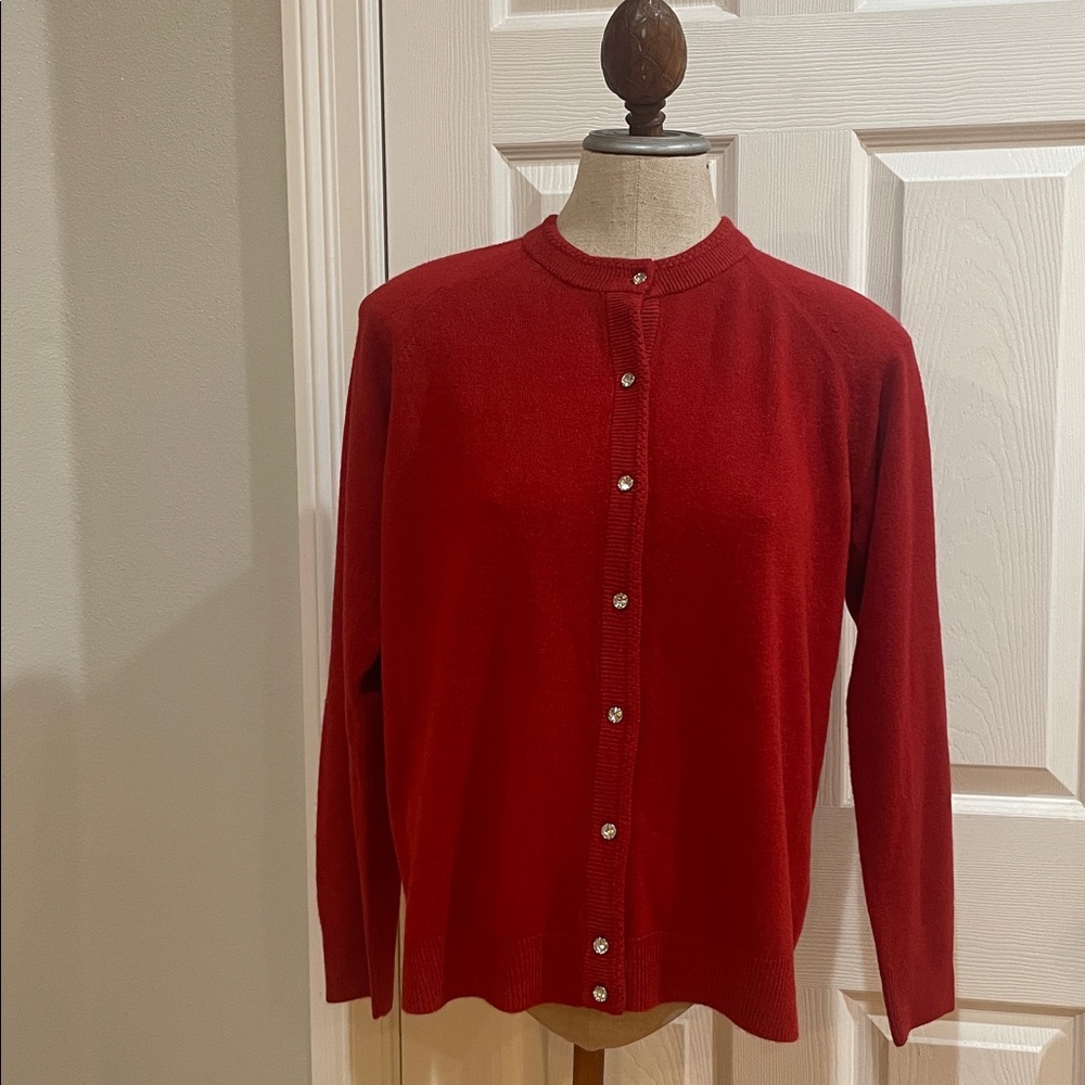 Scarlet Red Button-Up Cardigan sweater Hampshire Studio brand new women’s size M